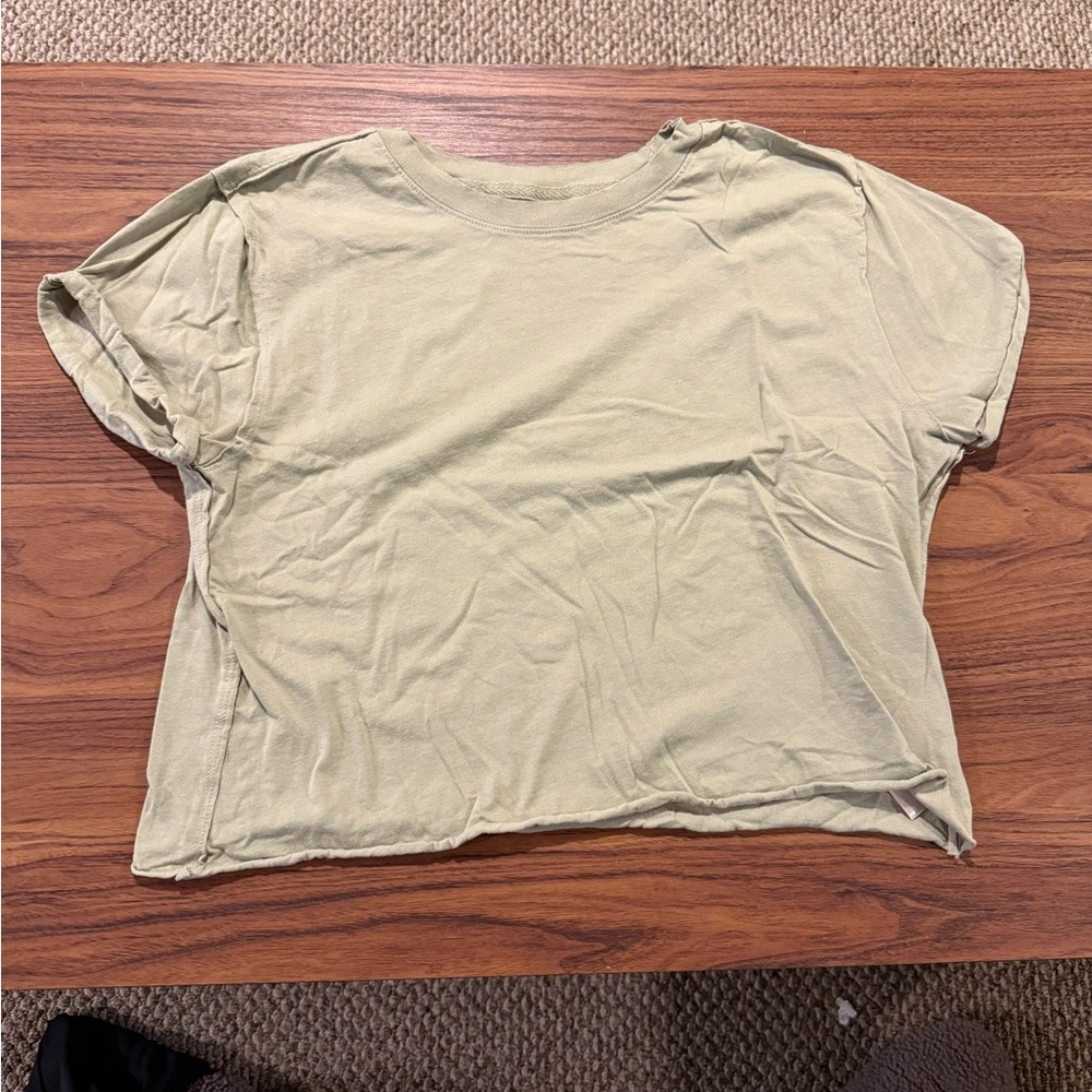 Free People cropped green tshirt